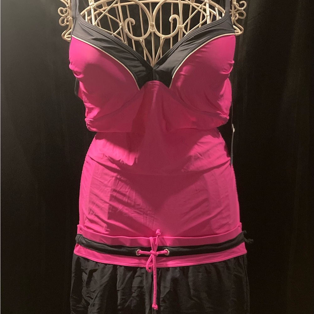 Free Country Women's Pink and Black 2 Piece Swimwear